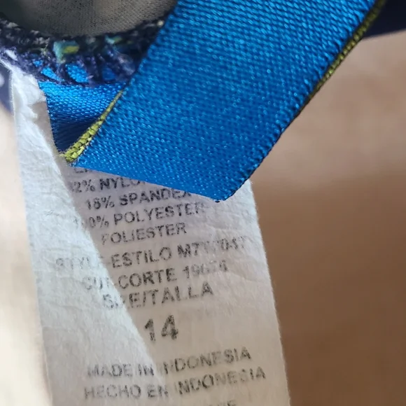 maxine of hollywood polka dot one piece ruched swimsuit blue size 14 - Picture 6 of 6